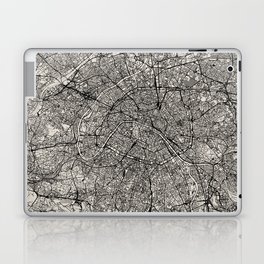 France, Paris City Map - Black and White Aesthetic - French Cities Laptop Skin