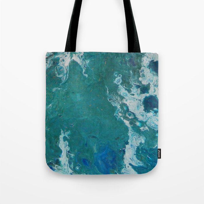 A View From Space Abstract Acrylic Fluid Painting Tote Bag By