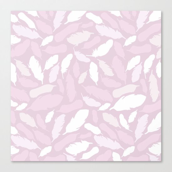 Feather Pattern Pink Canvas Print