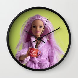 Moody Wall Clock | Mug, Doll, Moody, Purplehair, Curated, Green, Coffeecup, Wokeuplikethis, Sleepy, Morningperson 