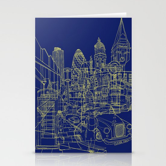 London! Navy Stationery Cards