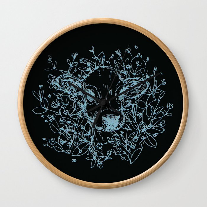 cow flowers Wall Clock