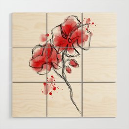 Red Flower  Wood Wall Art