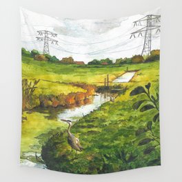 Herons In The Field Wall Tapestry