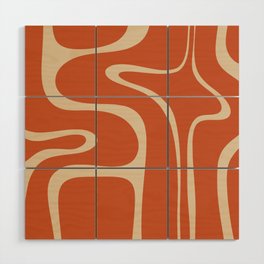 Copacetic Retro Abstract in Mid Mod Burnt Orange and Beige Wood Wall Art