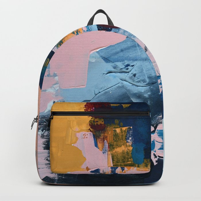 A Drop in the Ocean: an abstract piece by Alyssa Hamilton Art in blue, maroon, and peach Backpack