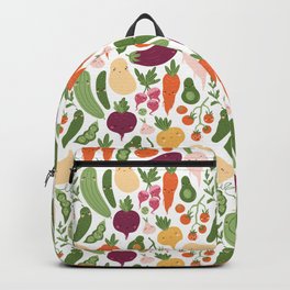 Cute vegetables Backpack | Eco, Farm, Vegetarian, Design, Cute, Vector, Funny, Pattern, Organic, Hand Drawn 