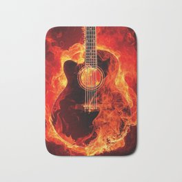 Guitar in Flames Bath Mat