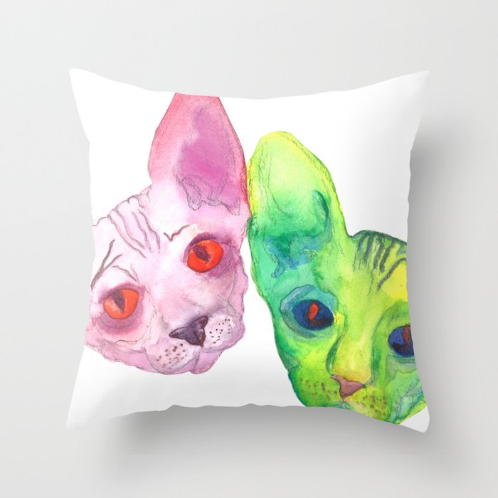 Colored Cats Throw Pillow
