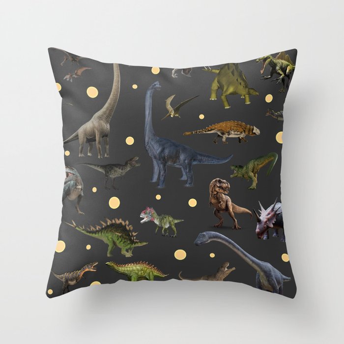 65 MCMLXV Prehistoric Dinosaurs Pattern Throw Pillow