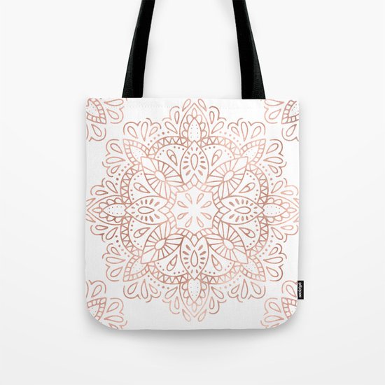 Mandala Rose Gold Pink Shimmer #society6 Tote Bag