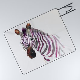 pink watercolor zebra Picnic Blanket