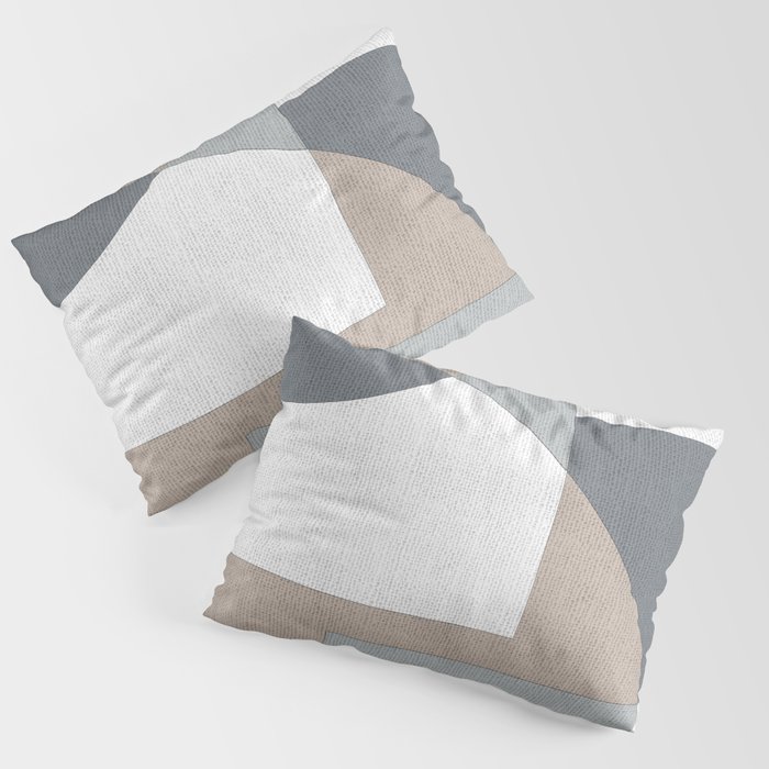 Geometric Intersecting Circles and Rectangles in Neutral Colors Pillow Sham