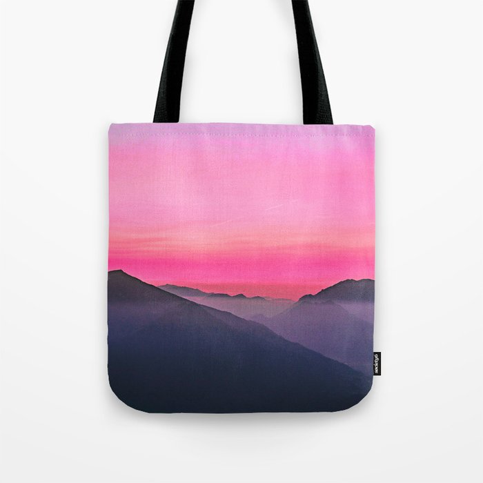  Pink Sunset Sky at Mountains Tote Bag