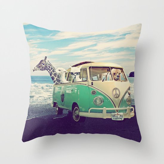 NEVER STOP EXPLORING THE BEACH Throw Pillow