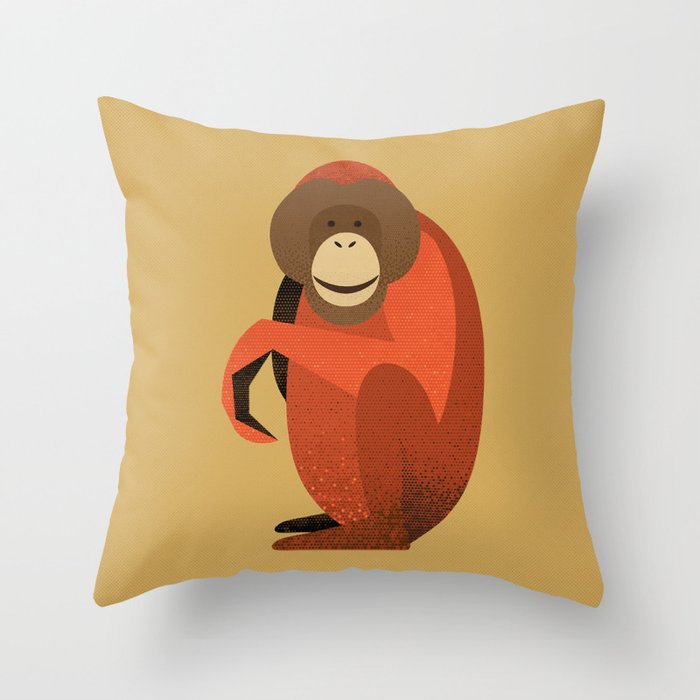 Whimsy Orangutan Throw Pillow