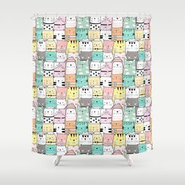 Crowd Of Hip Cats In Hats Shower Curtain