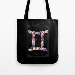 Floral Zodiac Sign: Gemini Tote Bag