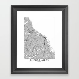 Buenos Aires White Map Framed Art Print