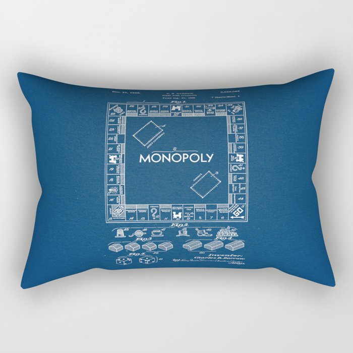 Monopoly blue Patent Rectangular Pillow