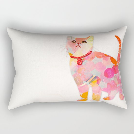 pink cat Rectangular Pillow