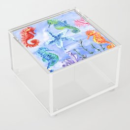 Seahorses And Starfish With Corals Acrylic Box
