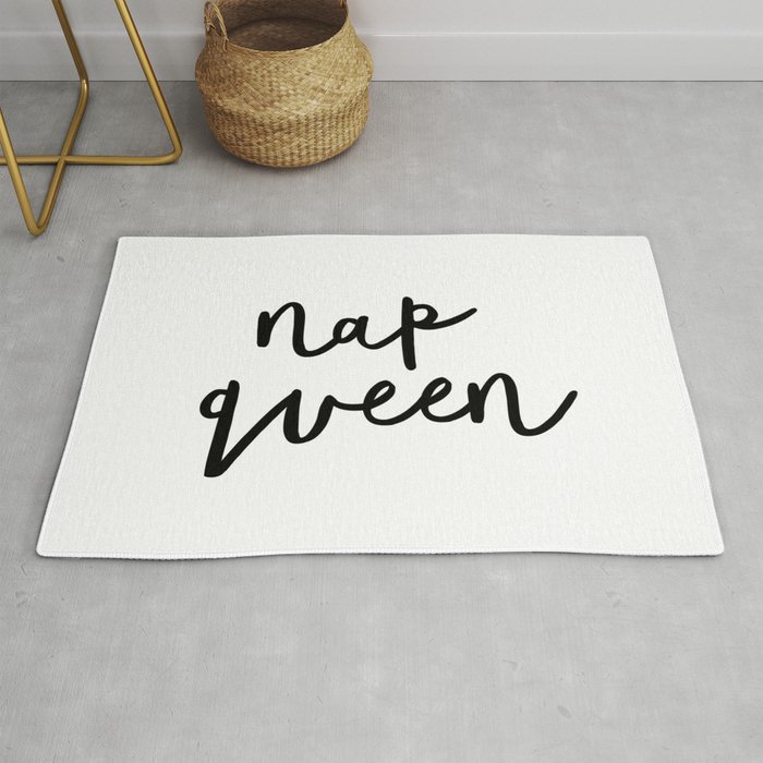 Nap Queen black and white typography poster gift for her girlfriend home wall decor bedroom Rug