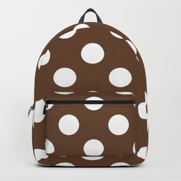 Van Dyke brown - brown - White Polka Dots - Pois Pattern Backpack | Glamour, Spotty, Polkadot, Decoration, Spots, Decorative, Dotted, Polkadots, Polka Dot, Dotty 