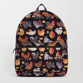 Chicken and Chick - dark Backpack | Leghorn, Polishfrizzle, Kawaii, Chickenbreed, Bluecochin, Bufforpington, Chicken, Pikaole, Bird, Cutebird 