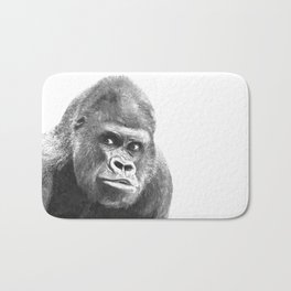 Black and White Gorilla Bath Mat | Animalphoto, Photo, Safari, Portrait, Savage, Wildlife, Gorilla, Primate, Blackwhite, Digital 