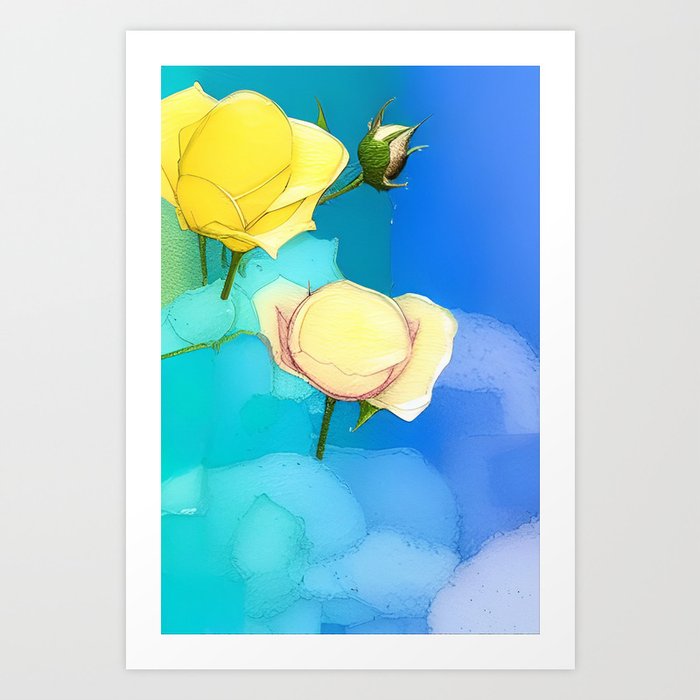 Lemon Yellow Roses Art Print