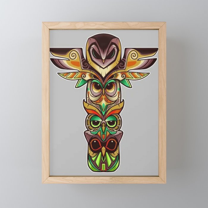 Owl totem  Framed Mini Art Print