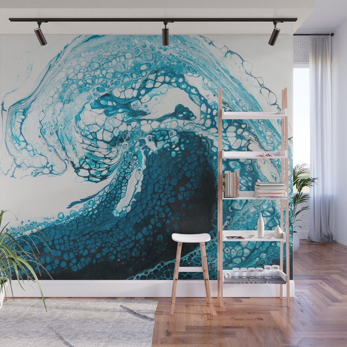Ocean Wave Acrylic Pour Wall Mural By Spydphotography Society6