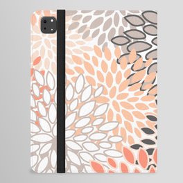 Modern Floral Peach and Grey iPad Folio Case