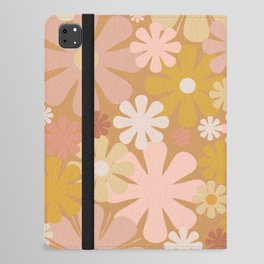 Retro 60s 70s Aesthetic Floral Pattern Pink Mauve Ochre iPad Folio Case