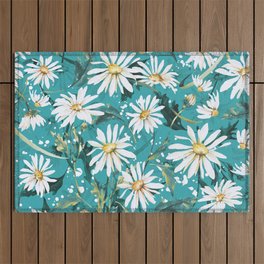 Bluish meadow of daisies Outdoor Rug