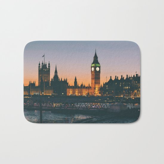 London during Sunset on the Water Bath Mat