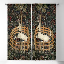Unicorn Fenced in Garden Medieval Tapestry Blackout Curtain