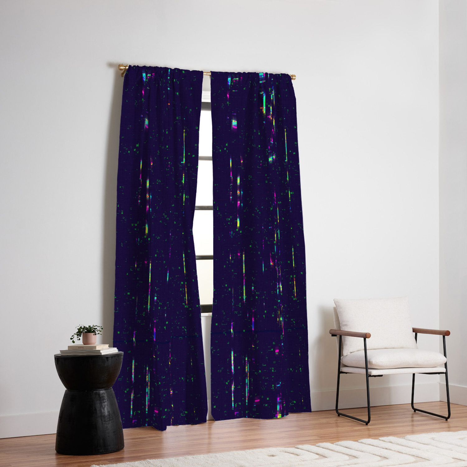 Grunge Glitchy Texture With Tv Screens Blackout Curtain By