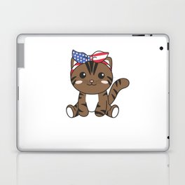 4th Of July American Cat For Kids Cute Usa Cat Laptop Skin