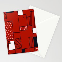 Black, Red, and White Geometric Blocks Stationery Card