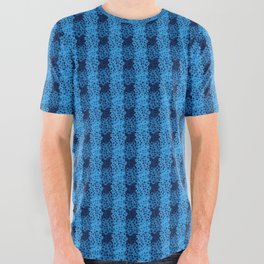 Blue Gingham with flowers All Over Graphic Tee