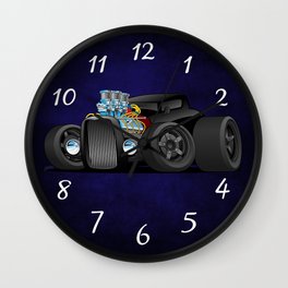Hot Custom Black Street Rod Coupe Wall Clock | Auto, Racecar, Fast, Low, Vintage, Drawing, Custom, Streetrod, Hotrod, Ratrod 