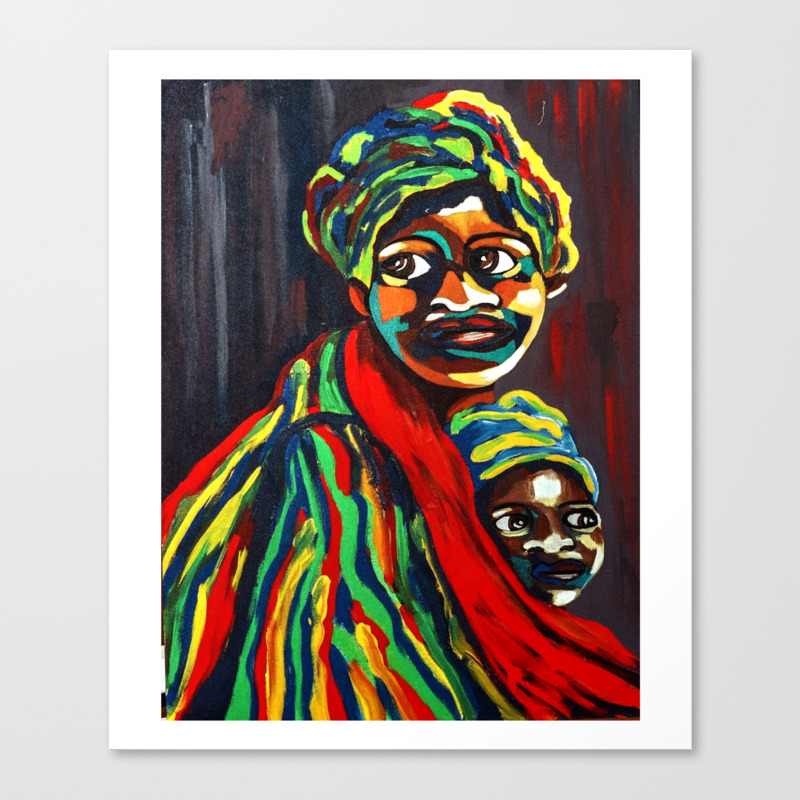 African Traditional Tribal Women Abstract Art Canvas Painting