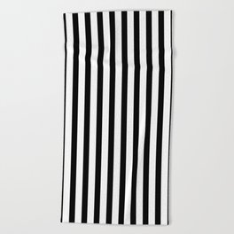 Black & White Small Vertical Stripes - Mix & Match with Simplicity of Life Beach Towel