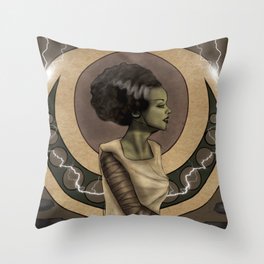 Bride of Frankenstein Nouveau Throw Pillow