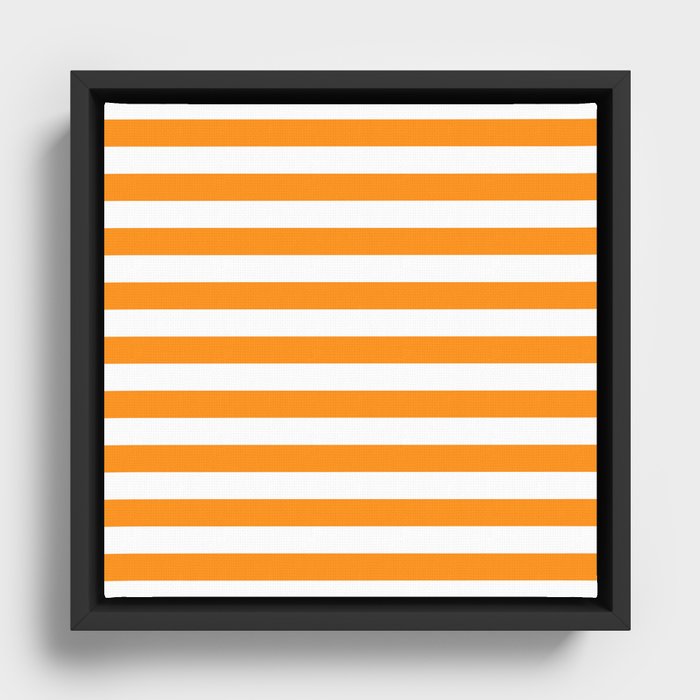 Sacral Orange and White Stripes Framed Canvas