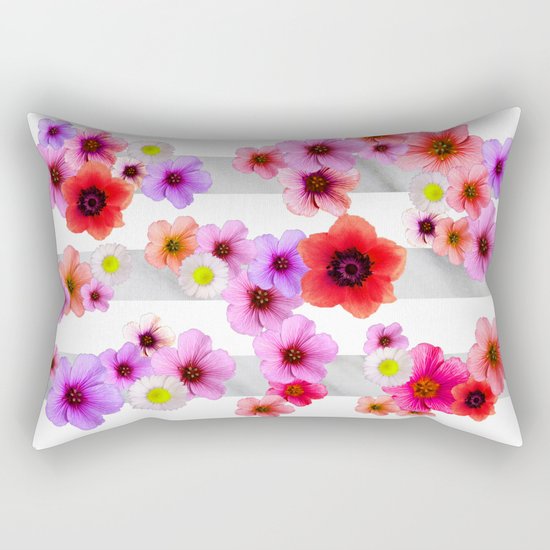Flowers and Stripes 4 Rectangular Pillow