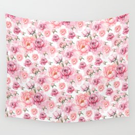 Pink peonies, seamless texture Wall Tapestry