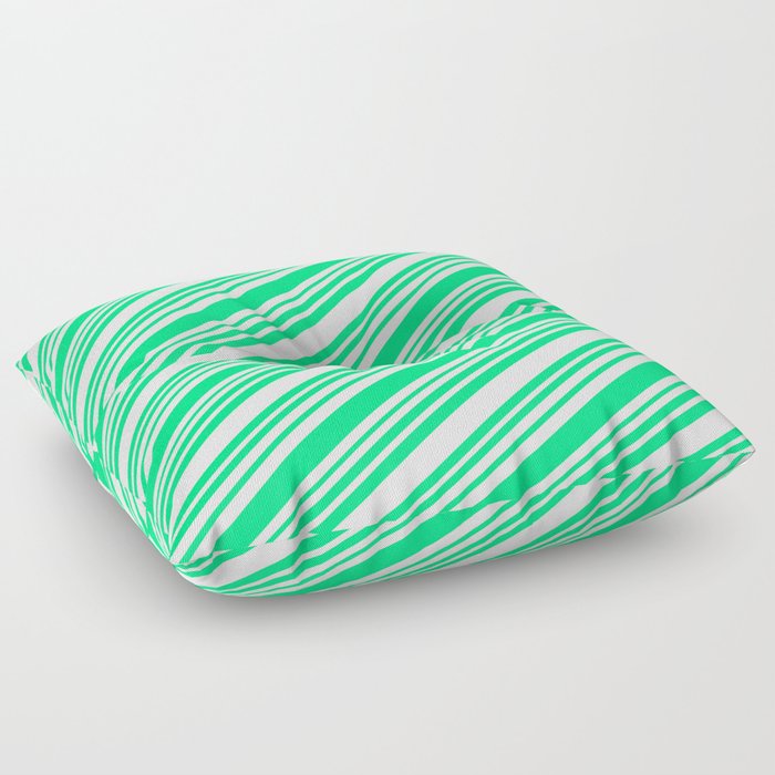 Green and Mint Cream Colored Lines/Stripes Pattern Floor Pillow